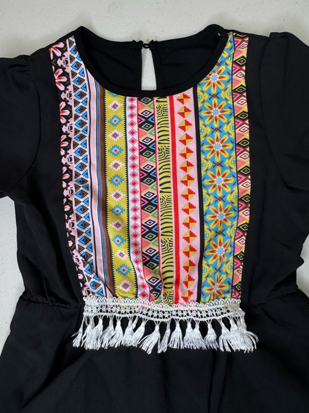 SHEIN Black Two-Piece Girls Matching Set with Multicolor Embroidered Front - Picture 5 of 5